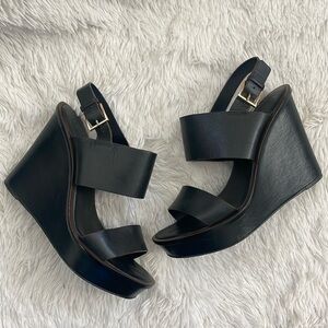 Tory Burch Black Lexington platform Heel Wedge 8.5
